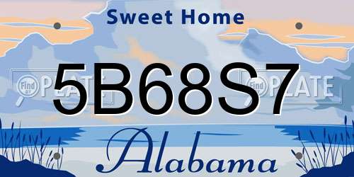 5B68S7 Alabama License Plate