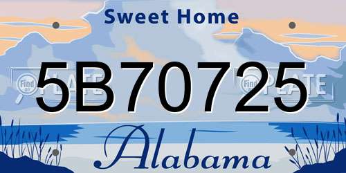5B70725 Alabama License Plate