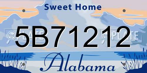 5B71212 Alabama License Plate