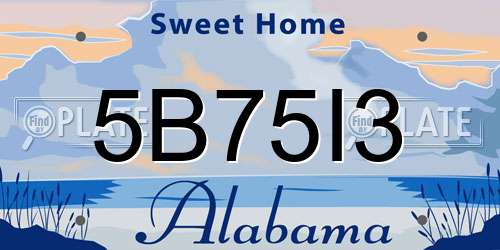 5B75I3 Alabama License Plate