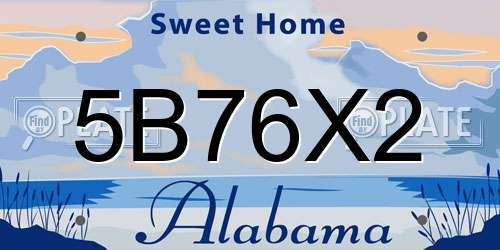 5B76X2 Alabama License Plate