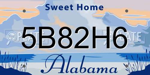 5B82H6 Alabama License Plate