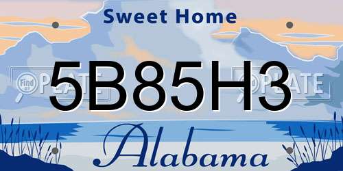 5B85H3 Alabama License Plate
