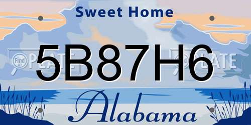 5B87H6 Alabama License Plate