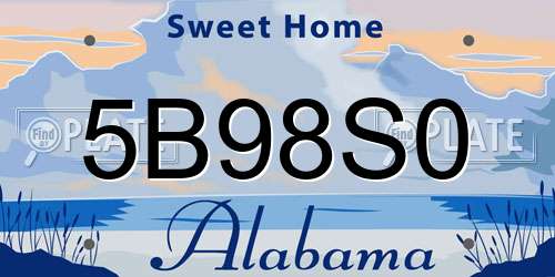 5B98S0 Alabama License Plate