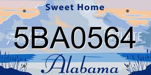 5BA0564 Alabama License Plate