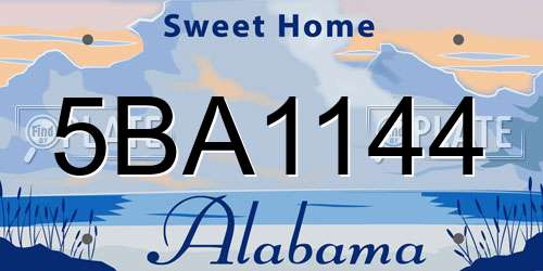 5BA1144 Alabama License Plate