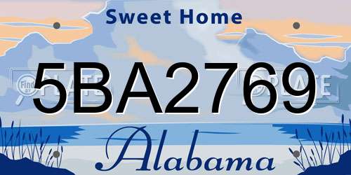 5BA2769 Alabama License Plate
