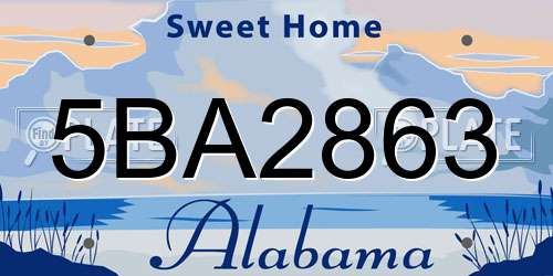 5BA2863 Alabama License Plate