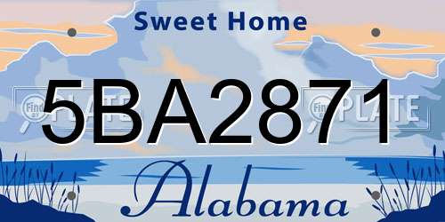 5BA2871 Alabama License Plate