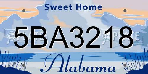 5BA3218 Alabama License Plate