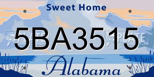 5BA3515 Alabama License Plate