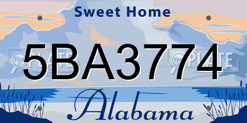 5BA3774 Alabama License Plate