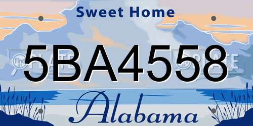 5BA4558 Alabama License Plate