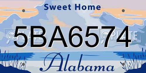 5BA6574 Alabama License Plate