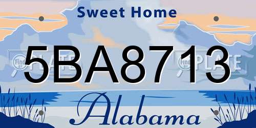 5BA8713 Alabama License Plate
