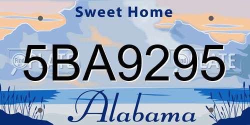 5BA9295 Alabama License Plate