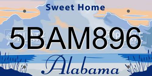 5BAM896 Alabama License Plate