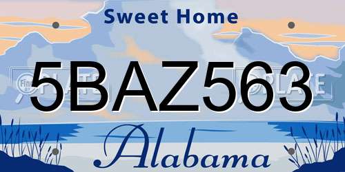 5BAZ563 Alabama License Plate