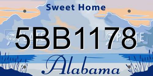 5BB1178 Alabama License Plate