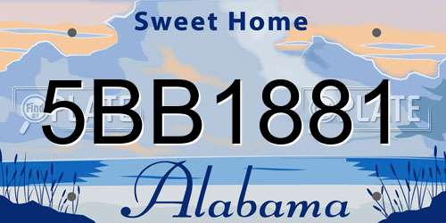 5BB1881 Alabama License Plate