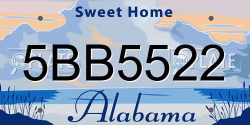 5BB5522 Alabama License Plate