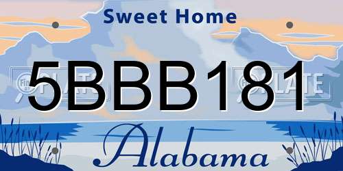 5BBB181 Alabama License Plate