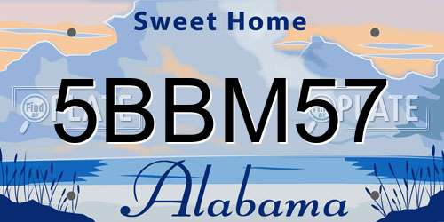 5BBM57 Alabama License Plate