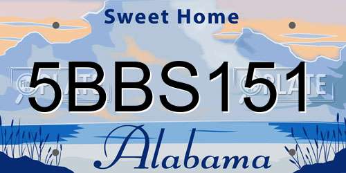 5BBS151 Alabama License Plate