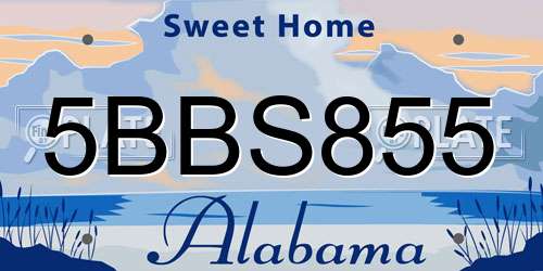 5BBS855 Alabama License Plate