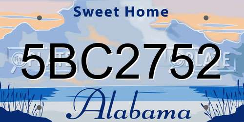 5BC2752 Alabama License Plate