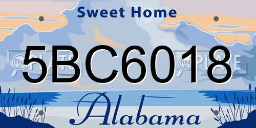 5BC6018 Alabama License Plate