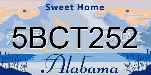 5BCT252 Alabama License Plate