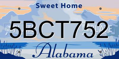 5BCT752 Alabama License Plate