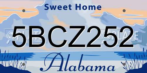 5BCZ252 Alabama License Plate
