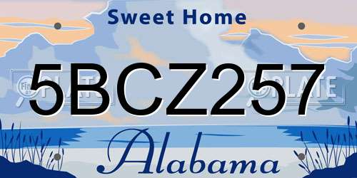 5BCZ257 Alabama License Plate