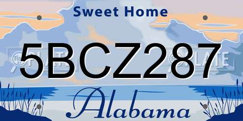 5BCZ287 Alabama License Plate