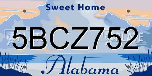 5BCZ752 Alabama License Plate