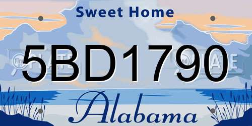 5BD1790 Alabama License Plate