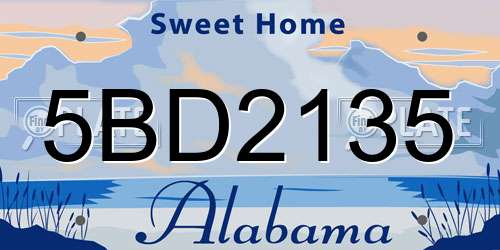5BD2135 Alabama License Plate