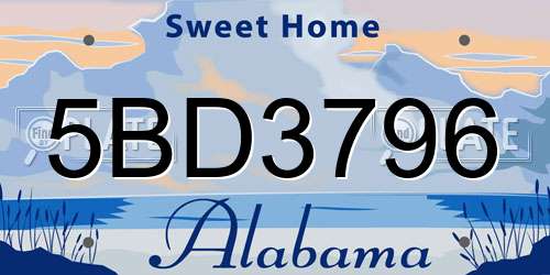 5BD3796 Alabama License Plate