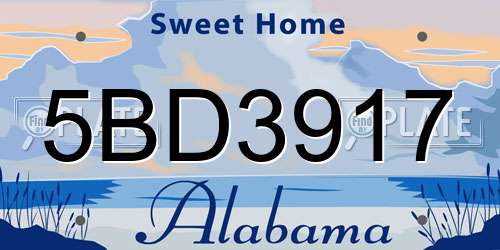 5BD3917 Alabama License Plate