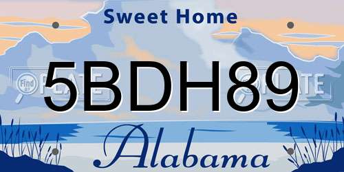 5BDH89 Alabama License Plate