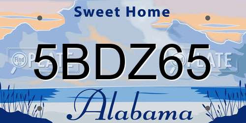 5BDZ65 Alabama License Plate