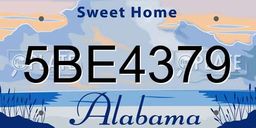 5BE4379 Alabama License Plate