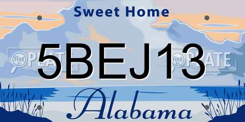 5BEJ13 Alabama License Plate