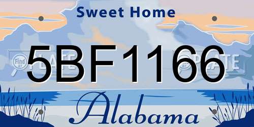 5BF1166 Alabama License Plate