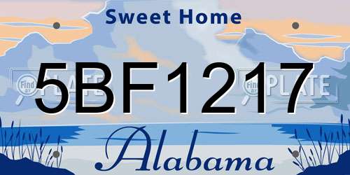 5BF1217 Alabama License Plate