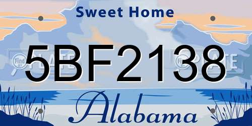 5BF2138 Alabama License Plate