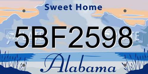 5BF2598 Alabama License Plate